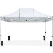 Quictent 10'x15' Portable Pop up Canopy Tent, Easy up Commercial Gazebo Canopies for Sun \u0026 Rain Protection(White, No Sidewall)
